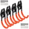 Yisunnan Wall Mount Double HookHeavy Duty Steel Garage Storage Utility Hooks with AntiSlip CoatingLoad Capacity 66 LB 4Pack Orange 28 Round J Hook
