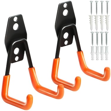 KURUI Heavy Duty Wall Hook for Hanging 2 Pack Garage Tool Organizer Wall Mount Metal Garage Storage Hooks for LadderExtensionGarden Tool Small Utility Hook Hose Holder for Outdoor and Indoors