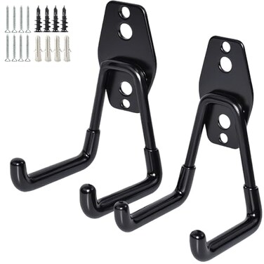GeeWatom 2 Pack Garage Storage Utility HooksGarage Garden Tool OrganizerSteel Wall Mount Hooks Garden Small U Hooks Black