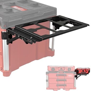 BPOPO Folding Side Storage Mount Compatible with Milwaukee PACKOUT Tool Box System Foldable Side Organizer Holder for Compact Tool Boxes Organizers Backpacks Tool PouchesCarbon Steel