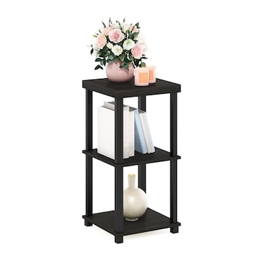 Furinno TurnNTube Side Table 3Tier Thick Tabletop End Table with Open Shelf Toolless Assembly Night Stand Bedside Table for Living Room Bedroom Espresso