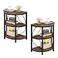 Tribesigns Half Round End Table Set of 2 3Tier Half Circle Side Table with Metal Frame Industrial Half Moon Table Half Coffee Accent Table Bedside Table for Living Room Bedroom Brown