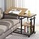 Tribesigns Height Adjustable C Table with Wheels Mobile Couch Snack Side Table with Tiltable Drawing Board Sofa Bedside Laptop Stand C Shaped TV Tray with Storage Shelves BlackOak