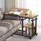 Tribesigns Height Adjustable C Table with Wheels Mobile Couch Snack Side Table with Tiltable Drawing Board Sofa Bedside Laptop Stand C Shaped TV Tray with Storage Shelves BlackOak