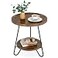 Tribesigns Round Side Table 2Tier End Table with Metal Legs Modern Industrial Beside Table Small Accent Table Snack Table for Living Room Bedroom Small Space Easy Assembly Brown