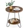 Tribesigns Round Side Table 2Tier End Table with Metal Legs Modern Industrial Beside Table Small Accent Table Snack Table for Living Room Bedroom Small Space Easy Assembly Brown