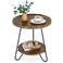 Tribesigns Round Side Table 2Tier End Table with Metal Legs Modern Industrial Beside Table Small Accent Table Snack Table for Living Room Bedroom Small Space Easy Assembly Brown