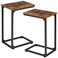 AMHANCIBLE C Shaped End Table Set of 2 Couch Side Table that Slide Under Sofa Narrow Small Space TV Trays for Living Room Bedroom Rustic Brown HET02CBR
