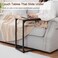 AMHANCIBLE C Shaped End Table Set of 2 Couch Side Table that Slide Under Sofa Narrow Small Space TV Trays for Living Room Bedroom Rustic Brown HET02CBR