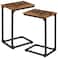 AMHANCIBLE C Shaped End Table Set of 2 Couch Side Table that Slide Under Sofa Narrow Small Space TV Trays for Living Room Bedroom Rustic Brown HET02CBR
