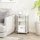 Furinno JUST Side Table Set of 2 3Tier Modern End Tables Toolless Assembly Night Stand Nightstand Toolless Assembly for Living Room Bedroom White OakStainless Steel