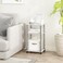 Furinno JUST Side Table Set of 2 3Tier Modern End Tables Toolless Assembly Night Stand Nightstand Toolless Assembly for Living Room Bedroom White OakStainless Steel
