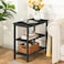 HOOBRO End Table Simple Rustic Side Table with 3Tier Storage Shelf Narrow Nightstand for Small Spaces Easy Assembly for Living Room Bedroom Metal Industrial Design Black BB14BZ01
