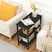 HOOBRO End Table Simple Rustic Side Table with 3Tier Storage Shelf Narrow Nightstand for Small Spaces Easy Assembly for Living Room Bedroom Metal Industrial Design Black BB14BZ01