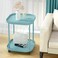 villertech Side Table with Wheels End Table Living Room Plastic Mobile Sofa Side Table Small Night Stand Bedroom Blue