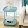 villertech Side Table with Wheels End Table Living Room Plastic Mobile Sofa Side Table Small Night Stand Bedroom Blue