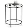 VASAGLE Round Side Table Glass End Table with Metal Frame Black Coffee Table with Modern Style for Living Room Balcony Bedroom Black