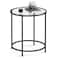 VASAGLE Round Side Table Glass End Table with Metal Frame Black Coffee Table with Modern Style for Living Room Balcony Bedroom Black
