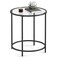 VASAGLE Round Side Table Glass End Table with Metal Frame Black Coffee Table with Modern Style for Living Room Balcony Bedroom Black