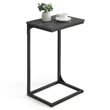 VASAGLE CShaped End Table Side Table for Sofa Couch with Metal Frame Small TV Tray for Living Room Bedroom in Misty Gray and Black ULET353B68