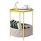 VECELO Round SideEnd Table with Fabric Storage BasketMetal AntiRust and Waterproof Small Bedside Nightstand with Removable Tray Top for Living RoomBalcony LaundryYellow 1pcs with Basket