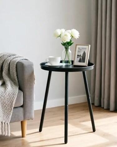 AOJEZOR Side Table End Table for Any Room Small Side Tables for Small Spaces All Matte Black with 3 Legged