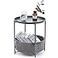 TOOLF End Table Metal Nightstand Coffee Round Table Sofa Side Snack Table with Detachable Tray Top and Fabric Storage Basket Scandi Style Table for Living Room Bedroom Dark Grey
