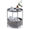 TOOLF End Table Metal Nightstand Coffee Round Table Sofa Side Snack Table with Detachable Tray Top and Fabric Storage Basket Scandi Style Table for Living Room Bedroom Dark Grey