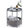 TOOLF End Table Metal Nightstand Coffee Round Table Sofa Side Snack Table with Detachable Tray Top and Fabric Storage Basket Scandi Style Table for Living Room Bedroom Dark Grey