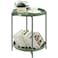 TeoKJ 2 Tier Green Side Table Folding Round Metal End Table Small Nightstand with Two Removable Tray for Bedroom Living Room Bedside Small Spaces Dark Green