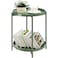 TeoKJ 2 Tier Green Side Table Folding Round Metal End Table Small Nightstand with Two Removable Tray for Bedroom Living Room Bedside Small Spaces Dark Green