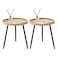 LITA 2 Pcs Round Side End Table Nightstand Tables Log Desktop Wooden Tray Table with Black Metal Stand End Table for Living Room Bedroom Office Small Spaces M