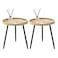 LITA 2 Pcs Round Side End Table Nightstand Tables Log Desktop Wooden Tray Table with Black Metal Stand End Table for Living Room Bedroom Office Small Spaces M