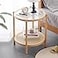 Tiita Rattan Coffee Table Round End Table 197Inch Modern Side Table Small Bamboo Living Room Side Table Glass Sofa End Table for Balcony and Office OutdoorIndoor Wood