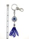 LUCKBOOSTIUM Bravo Team Heart Evil Eye Keychain Ring wClasp Lock Blue Bead Tassel Protection Blessing Home Keys Purse Bags Decorative Things Accessories Car Rear View Mirror Ornaments