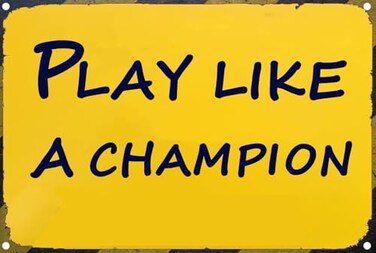 Artlaza Play Like A Champion Sign Play Sign Inspirational Classic Metal For Bar Restaurant Cafe Men Cave Pub Bar Home Wall Decor8x12 Inch Yellow