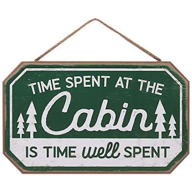 Open Road Cabin Time Well Spent Hanging Wood Wall Decor Fun Rustic Sign for Living Room Entryway or Garage