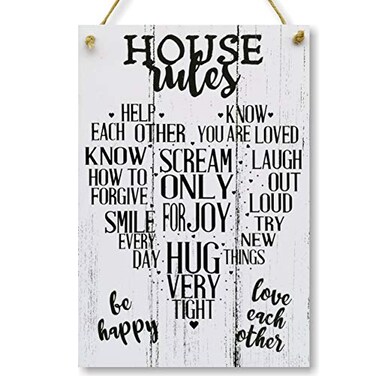 CARISPIBET House Rules Home decoration sign kitchen living room wall art decorative 12x8 House Rules