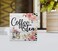 EIONEY Coffee and Tea Pink Floral Wood Box Sign Desk DecorRustic Wooden Block Sign Decorations for Home Kitchen Office Coffee and Tea Bar Wall Tabletop Shelf Decor