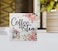 EIONEY Coffee and Tea Pink Floral Wood Box Sign Desk DecorRustic Wooden Block Sign Decorations for Home Kitchen Office Coffee and Tea Bar Wall Tabletop Shelf Decor