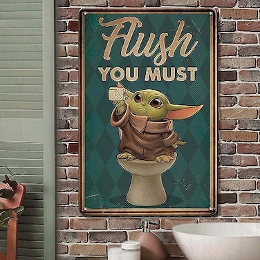 Letnspk Funny Metal Sign Flush The Toilet Bathroom Wall Decor 8x12 Inch Office Home