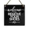Reilly Originals 6x6 Inch Welcome Please Remove Shoes Designer Sign Ready to Hang Premium Finish Durable Black
