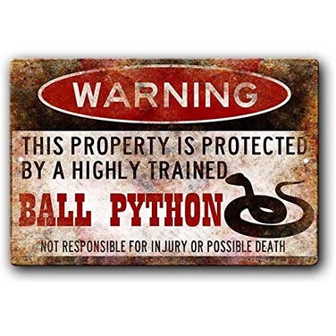 Ylens Ball Python SignFunny Metal SignsBall Python AccessoriesSnake Warning Sign Aluminum Metal Sign 8 X 12 Inches