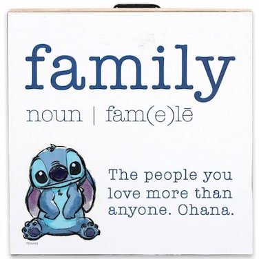 Open Road Brands Disney Ohana Family Definition Lilo and Stitch Wood Wall Decor Cute Stitch Box Sign for Home Decorating Great Gift Idea