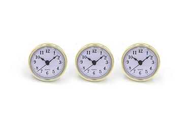 SJT ENTERPRISES, SJT ENTERPRISES INC 3Pack 25 Craft White Clock Insert with Gold Plastic Rim Quartz Movement Battery NOT Included SJT00021