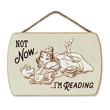 Open Road Disney Beauty and the Beast Belle Hanging Wood Wall Decor Not Now Im Reading Cute Belle Sign for Kids Bedroom or Play Room