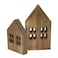 Melostu House Shaped Wooden Sign Block Farmhouse Home Sign Tiered Tray Decor 2 Pack Brown