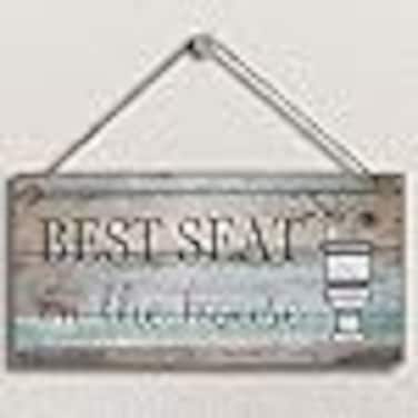 Yankario Funny Bathroom Wall Decor Sign Farmhouse Rustic Bathroom Decorations Wall Art 12 by 6 Best Seat Wood Plaque