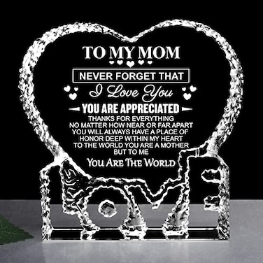 ZHSHWAT Gifts for Mom K9 Crystal Keepsake Gift from Daughter Son for MomMothers Day Anniversary Birthday Present for Mother