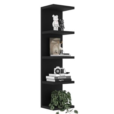 LitaEther 5 Tier Lack Floating Shelf Black Wall Shelf UnitDisplay Shelf